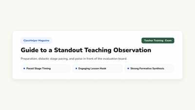 Countdown timer showing twelve minutes remaining beside lesson objectives and three lesson stages on a classroom display