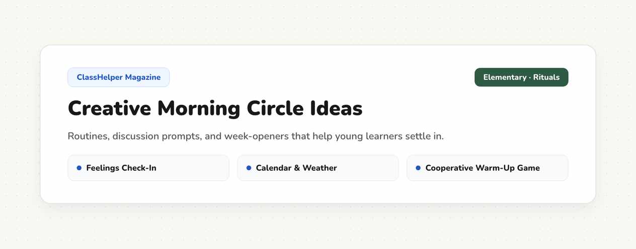 Daily schedule with four class periods and current date on a digital whiteboard during a morning circle meeting