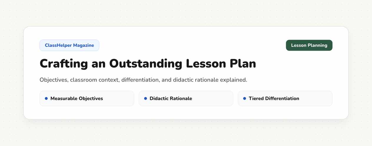 Lesson outline table displaying five distinct stages with minute breakdowns and countdown timer on a digital classroom screen