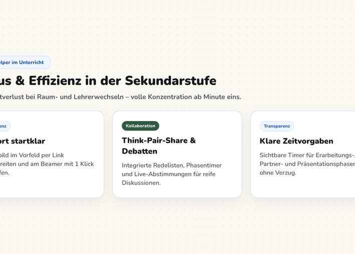 Abstimmung mit vier Antwortbalken und der Sozialform Partnerarbeit auf der Tafel