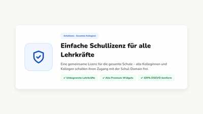 Preiskarte der Schullizenz mit Regler auf 25 Lehrkräfte