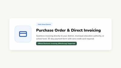 School faculty invoice for 25 teachers with net-30 payment terms