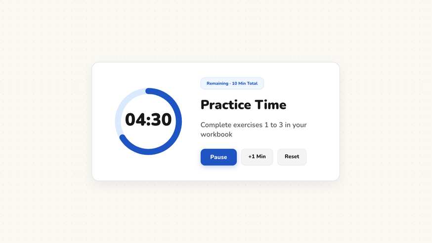 Visual classroom timer showing four minutes and thirty seconds remaining on an interactive board